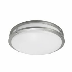 Project Source Round Flush Mount Ceiling Light - LED - 14-in - Metal/Acrylic - Brushed Nickel