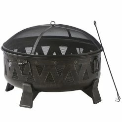 Style Selections Fire Pit - Antique Steel - Wood Burning - 21 21/32-in H x 30-in W x 30-in D