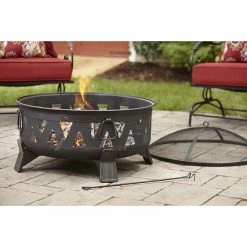 Style Selections Fire Pit - Antique Steel - Wood Burning - 21 21/32-in H x 30-in W x 30-in D -STYLE SELECTIONS Shop 11875021d L