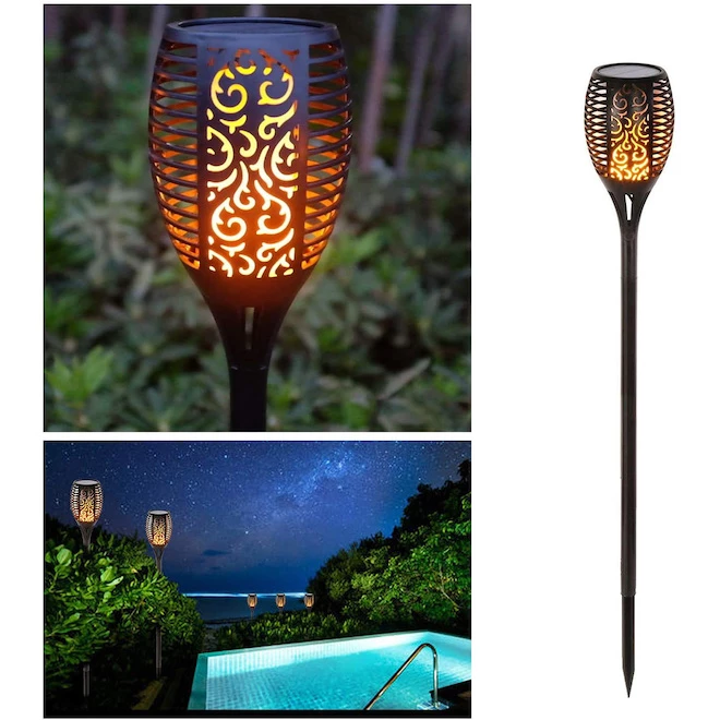 Solar Flame Stake Light - Plastic 4.72-in Black 3 Solar Flame Stake Light - Plastic 4.72-in Black