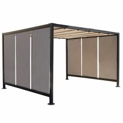 Steel Pergola with Canvas - 10' x 12' x 7' - Grey and Black