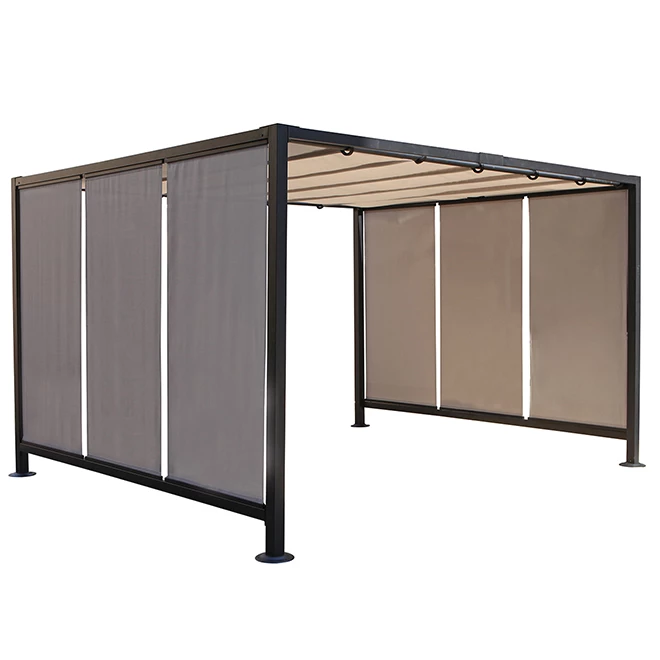 Steel Pergola with Canvas - 10' x 12' x 7' - Grey and Black 3 Steel Pergola with Canvas - 10' x 12' x 7' - Grey and Black