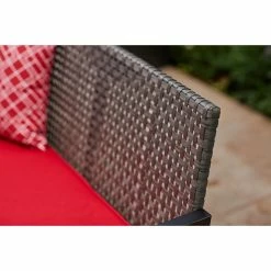 Allen + Roth Ainsley 4-Piece Steel Frame Patio Conversation Set with Niuchen Fabric Cushions - Red and Black -STYLE SELECTIONS Shop 20235174c L