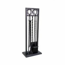 Style Selections Fireplace Tool Set - Steel - Black - 4 Pieces