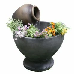 Fountain with Flower Pot - 23.23'' x 27.95'' - GRC