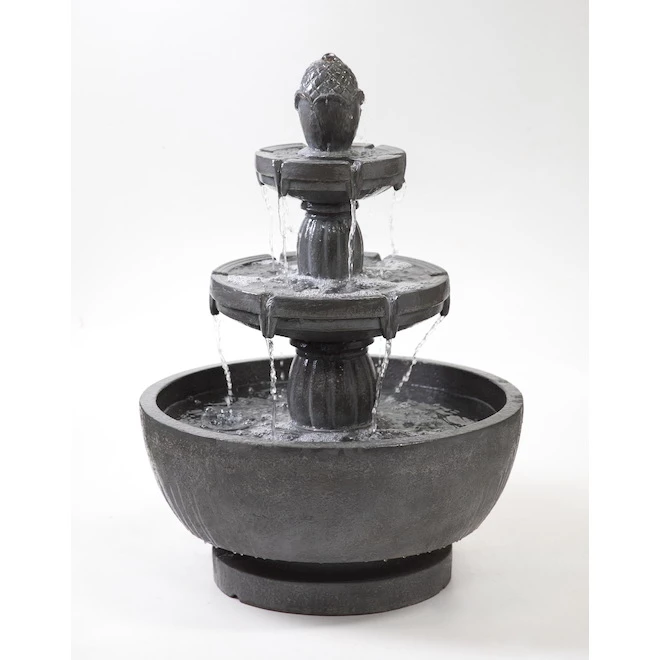 Style Selections Infinity 21.85-in H Resin 3-Tier Outdoor Fountain with Bowl - Grey 3 Style Selections Infinity 21.85-in H Resin 3-Tier Outdoor Fountain with Bowl - Grey