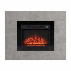Style Selections Rossa Electric Fireplace with Timer - 23-in - Cement Ash