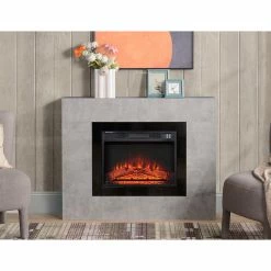 Style Selections Rossa Electric Fireplace with Timer - 23-in - Cement Ash -STYLE SELECTIONS Shop 35025011c L