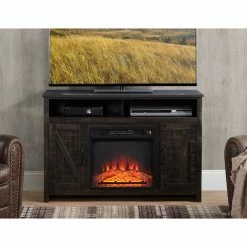 Style Selections Fluda TV Stand with Electric Fireplace - Barn Doors - Brown -STYLE SELECTIONS Shop 35025012d L