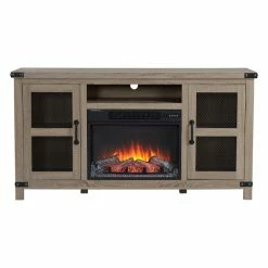 Style Selections Roslin Fireplace TV Stand for TVs up to 65-in - 32-in x 60-in - Brown