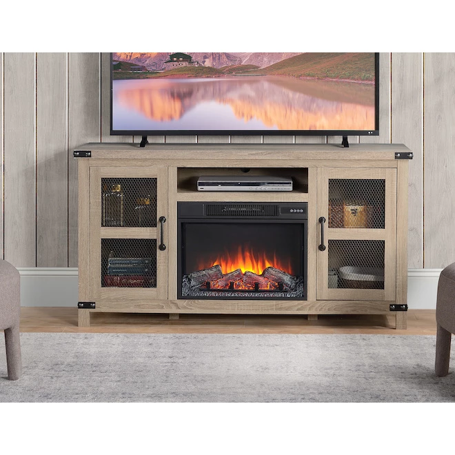 Style Selections Roslin Fireplace TV Stand for TVs up to 65-in - 32-in x 60-in - Brown 5 Style Selections Roslin Fireplace TV Stand for TVs up to 65-in - 32-in x 60-in - Brown - Image 3