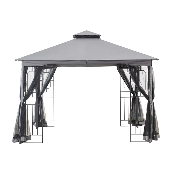 Style Selections 10-ft x 10-ft Black and Grey Gazebo with Netting 3 Style Selections 10-ft x 10-ft Black and Grey Gazebo with Netting
