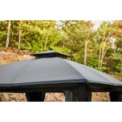 Allen + Roth 10-ft x 12-ft Black and Grey Gazebo with Dome-Shaped Roof -STYLE SELECTIONS Shop 38115290c L