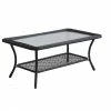 Style Selections Patio Coffee Table - Spruce Hills Collection - 42-in x 17-in - Steel/Tempered Glass/Wicker - Black -STYLE SELECTIONS Shop 41355023 L