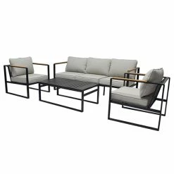 Style Selections 4-Pieces Dufferin Grey Steel Patio Conversation Set
