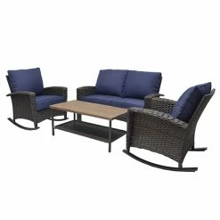 Style Selections Sunbridge Conversation Set - 4 Pieces - Steel - Blue