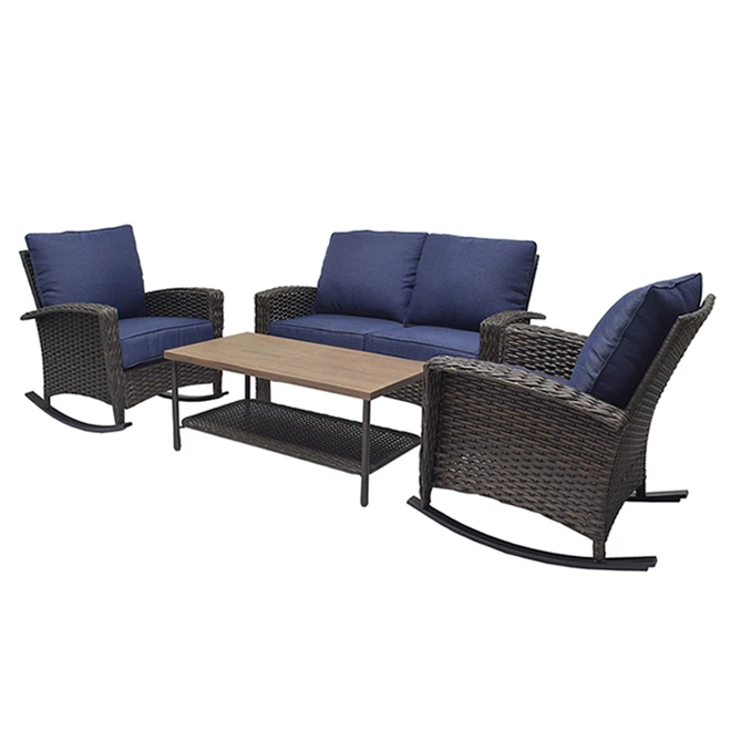 Style Selections Sunbridge Conversation Set - 4 Pieces - Steel - Blue 3 Style Selections Sunbridge Conversation Set - 4 Pieces - Steel - Blue