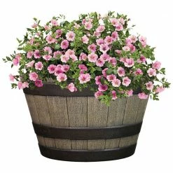 Style Selections Flower Barrel - Resin - Garden Party - 14.6" - Brown -STYLE SELECTIONS Shop 41536267b L