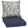 Style Selections Deep Seat Patio Chair Cushions - Polyester - Floral Pattern - Watercolour/Blue - 2-Piece