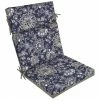 Style Selections Reversible Patio Chair Cushion - Polyester - Blue and Grey Flower/Solid Pattern -STYLE SELECTIONS Shop 41537488 L