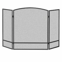 Steel Fireplace Screen - 3-Panel - 47.87"x 28.9" - Black