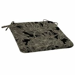 Style Selections Jacobean 18-in x 19-in Black Outdoor Seat Pad