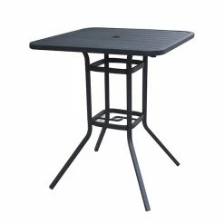 Style Selections Square Outdoor Table - Steel - 33-in x 33-in x 39-in - Matte Black