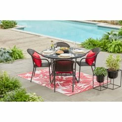 Style Selections Pelham Bay Patio Dinner Table - 48-in x 29 1/4-in - Matte Black Steel -STYLE SELECTIONS Shop 47865005c L