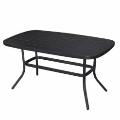 Style Selections Pelham Bay Outdoor Table with Round Corners - Steel - 40-in x 22.5-in x 20.25-in - Black