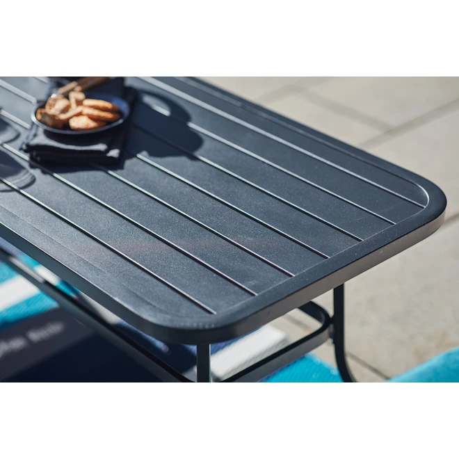 Style Selections Pelham Bay Outdoor Table with Round Corners - Steel - 40-in x 22.5-in x 20.25-in - Black 4 Style Selections Pelham Bay Outdoor Table with Round Corners - Steel - 40-in x 22.5-in x 20.25-in - Black - Image 2