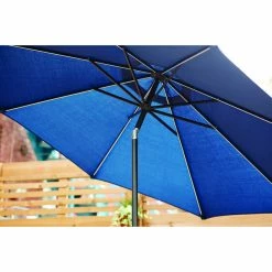 Style Selections 9-ft Market Umbrella with Solar LED Lighting - Aluminum and Olefin - Tiltable - Navy Canopy -STYLE SELECTIONS Shop 48655005d L
