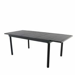 Style Selections Pelham Bay Outdoor Expandable Dinner Table in Matte Black Steel
