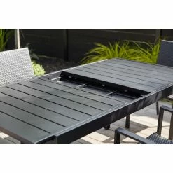 Style Selections Pelham Bay Outdoor Expandable Dinner Table in Matte Black Steel -STYLE SELECTIONS Shop 48655048c L