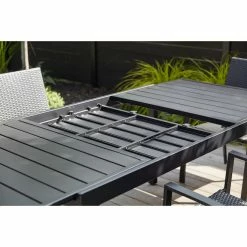 Style Selections Pelham Bay Outdoor Expandable Dinner Table in Matte Black Steel -STYLE SELECTIONS Shop 48655048d L