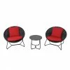 Kameron 3-Piece Bistro Set - Steel/Wicker/Olefin - Black and Red -STYLE SELECTIONS Shop 48655057 L