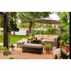 Style Selections Greige 10-ft Offset Patio Umbrella - Polyester -STYLE SELECTIONS Shop 48655103d L