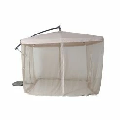 Style Selections Offset Umbrella with Net - Polyester - 10-ft x 10-ft - Beige