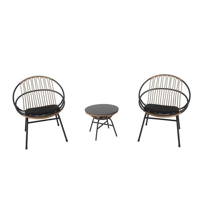 Style Selections Archer Conversation Set - 3 Pieces - Steel and Wicker - Black/ Grey 3 Style Selections Archer Conversation Set - 3 Pieces - Steel and Wicker - Black/ Grey