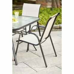Style Selections Beige Steel and Sling Stackable Outdoor Chair -STYLE SELECTIONS Shop 48655131c L