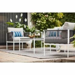 Style Selections 4-Piece Outdoor Conversation Set - Grey and White 8 Style Selections 4-Piece Outdoor Conversation Set - Grey and White -STYLE SELECTIONS Shop 48655135c L