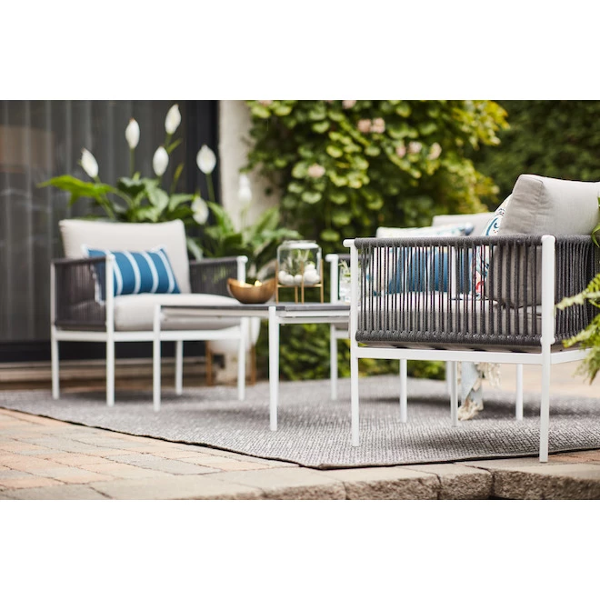 Style Selections 4-Piece Outdoor Conversation Set - Grey and White 5 Style Selections 4-Piece Outdoor Conversation Set - Grey and White - Image 3
