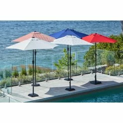 Style Selections Market 7.5-ft Push-Button Round Patio Umbrella with Black Metal Frame -STYLE SELECTIONS Shop 48655151d L