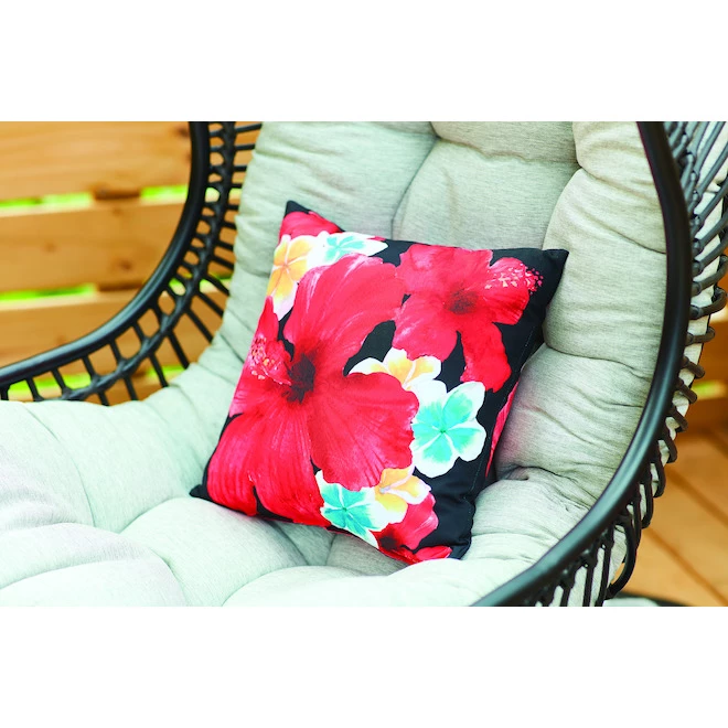Style Selections Outdoor Throw Pillow - Hibiscus Pattern - Polyester - 16-in x 16-in 4 Style Selections Outdoor Throw Pillow - Hibiscus Pattern - Polyester - 16-in x 16-in - Image 2
