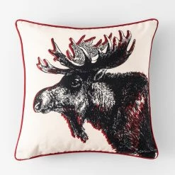 Style Selections Outdoor Cushion - Moose Print - Black/White - 18-in W x 18-in L