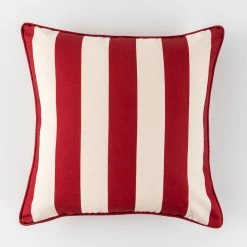 Style Selections Outdoor Cushion - Red/White Stripes - 18-in W x 18-in L