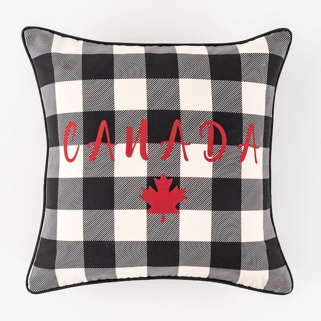 Style Selections Outdoor Cushion - "Canada" Print - Black/White/Red - 18-in W x 18-in L 3 Style Selections Outdoor Cushion - "Canada" Print - Black/White/Red - 18-in W x 18-in L