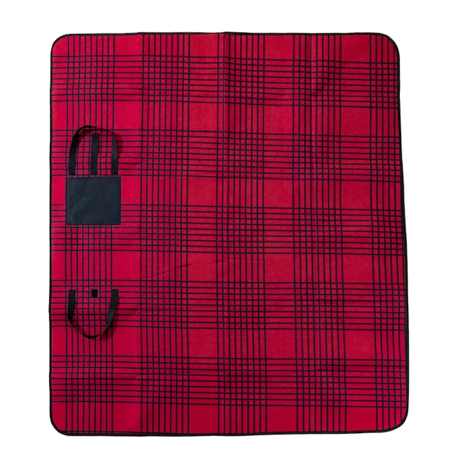 Style Selections Picnic Blanket - Red/Black Plaid - 50-in x 60-in 3 Style Selections Picnic Blanket - Red/Black Plaid - 50-in x 60-in