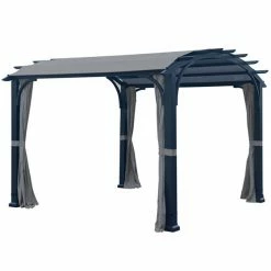 Curved Roof Pergola - 10-ft x 10-ft - Black