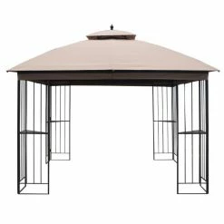 Style Selections Square Gazebo with Vented Double Roof - 10.83-ft x 9.81-ft - Brown
