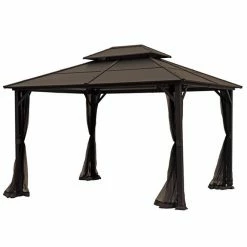 Style Selections 10-ft x 12-ft Brown Gazebo